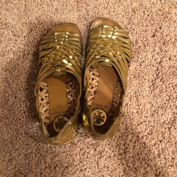 Tory Burch Anya metallic leather woven sandals - Picture 4 of 8